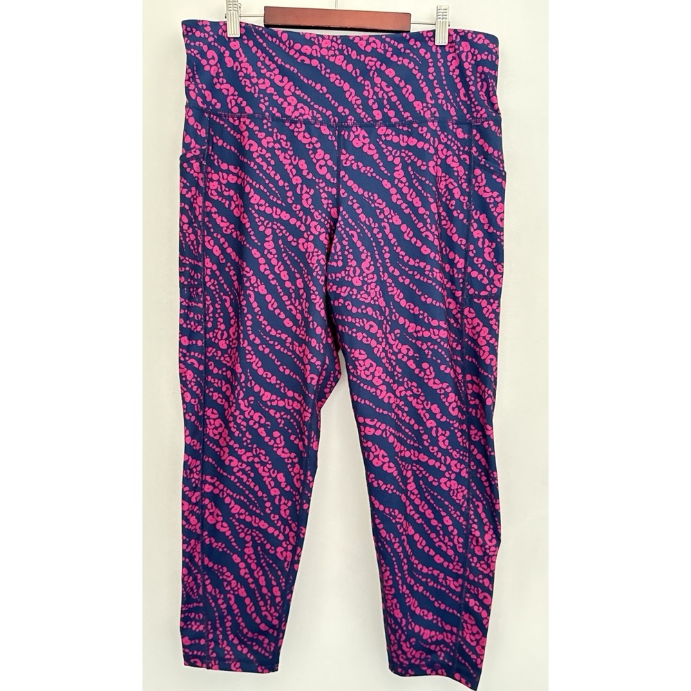 IDEOLOGY Leggings Womens XL Purple & Black High Waisted Side Pockets Yoga/Walk